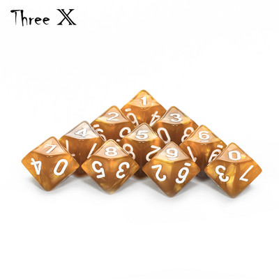D10 DICE Set-10 d10, tökéletes matematikai kockajátékokhoz - 10 oldalas poliéderes műanyag asztali RPG