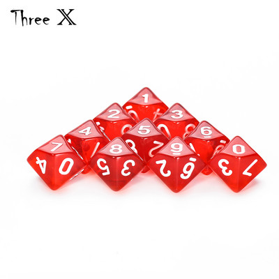 D10 DICE Set-10 d10, tökéletes matematikai kockajátékokhoz - 10 oldalas poliéderes műanyag asztali RPG