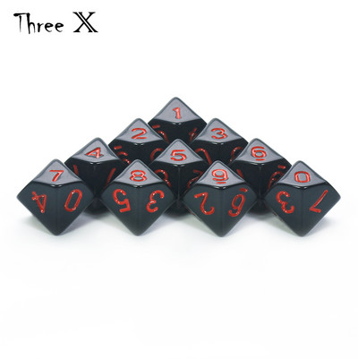 D10 DICE Set-10 d10, tökéletes matematikai kockajátékokhoz - 10 oldalas poliéderes műanyag asztali RPG