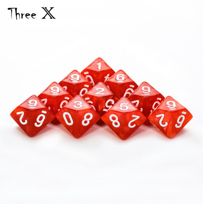 D10 DICE Set-10 d10, tökéletes matematikai kockajátékokhoz - 10 oldalas poliéderes műanyag asztali RPG