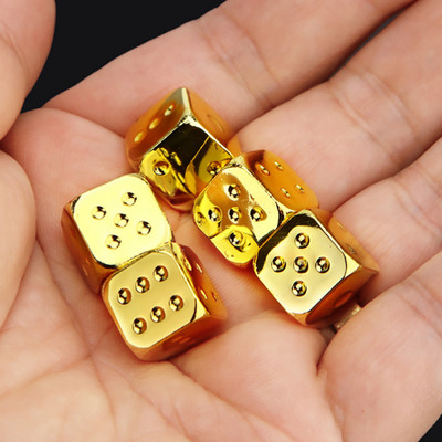 5 PCS/Set Gold/Silver Metal Funny Dice Standard Six Sided Decider Board Game Acessorios 13mm