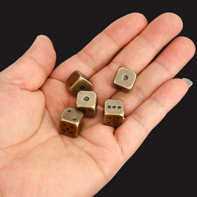 5 bucăți/set de zaruri amuzante din metal auriu/argintiu Standard cu șase fețe Accesorii pentru jocuri de masă 13mm