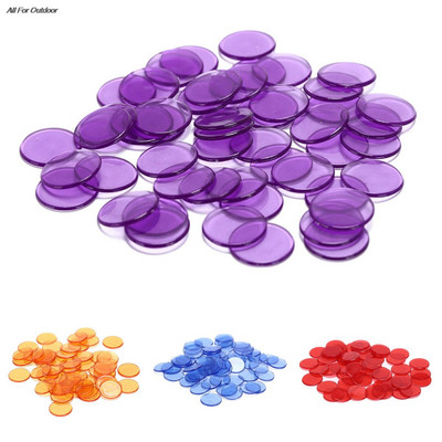 100 vnt Count Bingo žetonų žymekliai bingo žaidimų kortoms Plastikiniai bingo žetonai klasėje ir karnavaliniams bingo žaidimams 5 spalvos