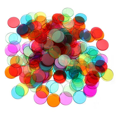 300PCS Броячи за математически пластмасови дискове Цветни бинго чипове Маркери за броене Прозрачни бинго чипове