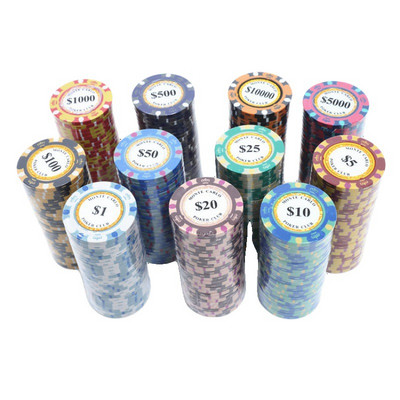 Монте Долар Карло Монети 10 бр. Златни глинени покер чипове Казино монети 14 грама глинени монети Покер чипове Развлечения