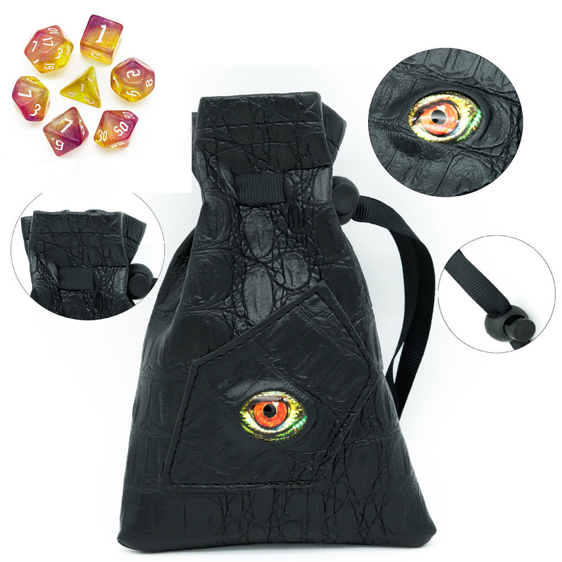 Poludie täringukomplekt + nahast kott D4~D20 hoiukott Mitmetahuline täring Dungeons and Dragons WarHammer RPG lauamängu D&D MTG jaoks