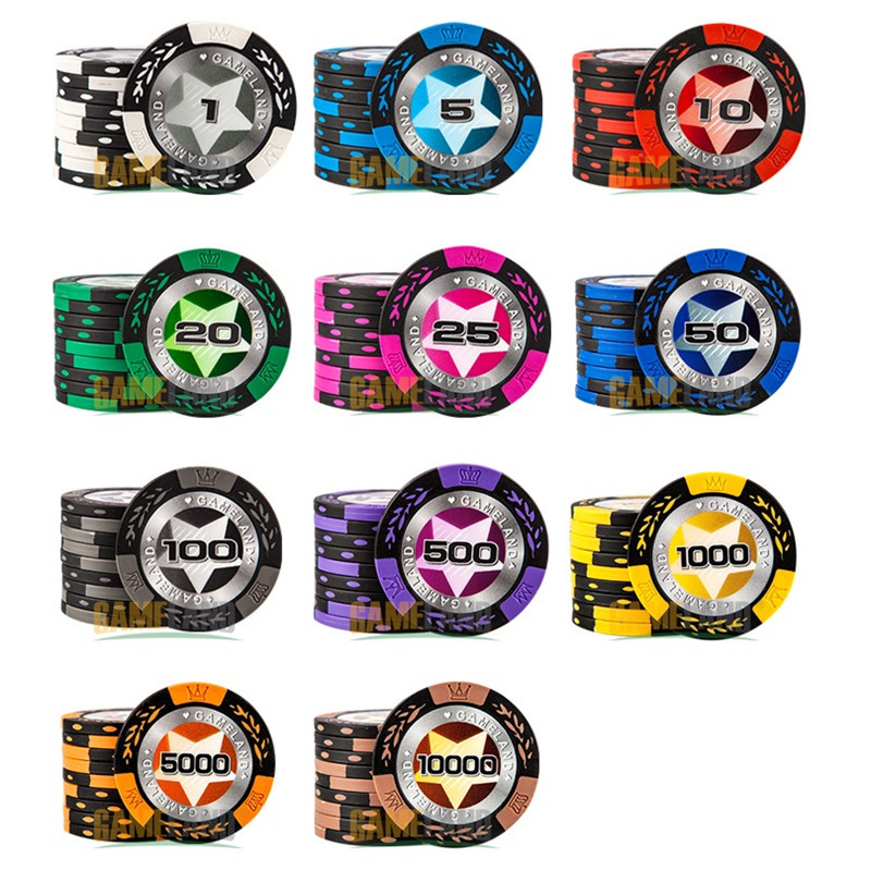L.TANG Poker Chips 10PCS/lot Clay Outside Iron Inside Texas Poker Accessories L486