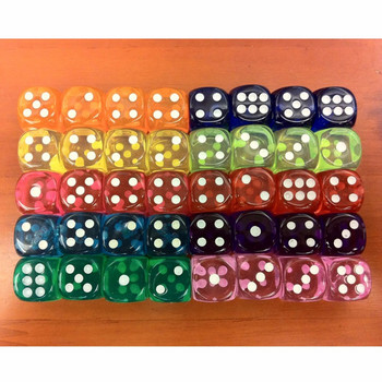 30PCS Φορητά επιτραπέζια παιχνίδια 6 όψεων Dice 14mm Ακρυλικό Στρογγυλό Παιχνίδι Dice Party Gambling Game Cubes Digital Dices