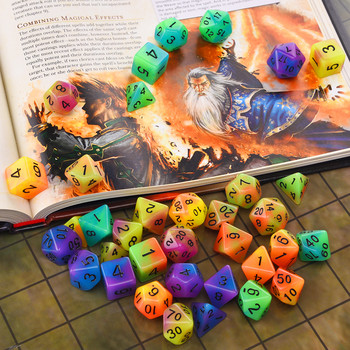 Glow in The Dark Polyhedral 7-Die Two Tone Dice Set D4 D6 D8 D10 D% D12 D20 for επιτραπέζια παιχνίδια RPG DND