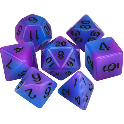 Set de zaruri poliedrice 7-Die, în două tonuri, strălucire în întuneric D4 D6 D8 D10 D% D12 D20 pentru jocuri de masă RPG DND