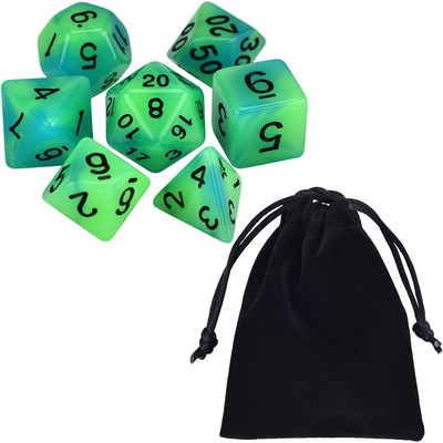 Set de zaruri poliedrice 7-Die, în două tonuri, strălucire în întuneric D4 D6 D8 D10 D% D12 D20 pentru jocuri de masă RPG DND