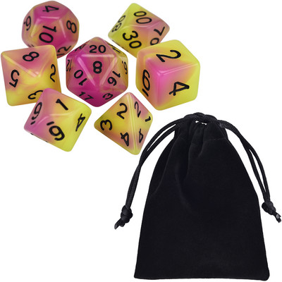 Set de zaruri poliedrice 7-Die, în două tonuri, strălucire în întuneric D4 D6 D8 D10 D% D12 D20 pentru jocuri de masă RPG DND