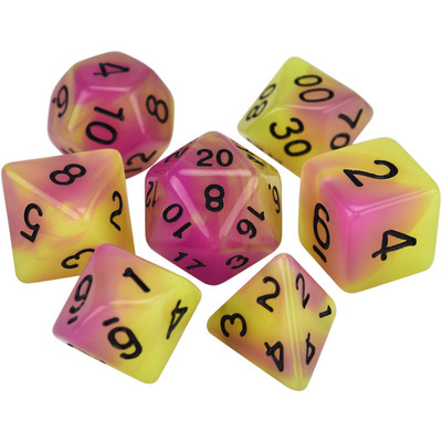 Set de zaruri poliedrice 7-Die, în două tonuri, strălucire în întuneric D4 D6 D8 D10 D% D12 D20 pentru jocuri de masă RPG DND