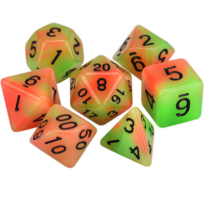 Set de zaruri poliedrice 7-Die, în două tonuri, strălucire în întuneric D4 D6 D8 D10 D% D12 D20 pentru jocuri de masă RPG DND