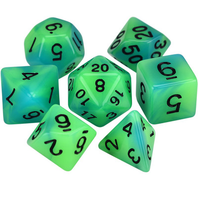 Set de zaruri poliedrice 7-Die, în două tonuri, strălucire în întuneric D4 D6 D8 D10 D% D12 D20 pentru jocuri de masă RPG DND