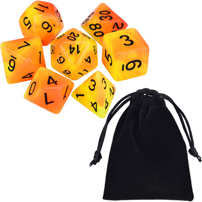 Set de zaruri poliedrice 7-Die, în două tonuri, strălucire în întuneric D4 D6 D8 D10 D% D12 D20 pentru jocuri de masă RPG DND