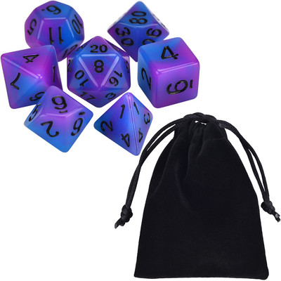 Set de zaruri poliedrice 7-Die, în două tonuri, strălucire în întuneric D4 D6 D8 D10 D% D12 D20 pentru jocuri de masă RPG DND