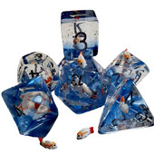 7x mitmetahulised täringud, sisseehitatud kalad ujuvad kerged mitmepoolsed RPG täringud lastele mänguasjadele Rollimängulaua lauamäng