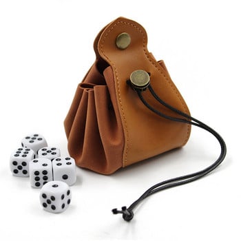 Δερμάτινο PU Δερμάτινο Δίσκος τσάντας με ζάρια Συσκευασία κοσμημάτων Θήκες με κορδόνια για DND Παιχνίδι ρόλων RPG Πορτοφόλι νομισμάτων Πορτοφόλι Ζάρια Τσάντες αποθήκευσης