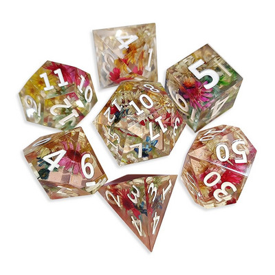 7 db poliéderes kockakészlet gyanta kocka Asztali játékok kiegészítő D6 D8 D10 D12 D20 D&d DND-hez