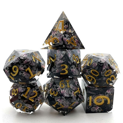 7 db poliéderes kockakészlet gyanta kocka Asztali játékok kiegészítő D6 D8 D10 D12 D20 D&d DND-hez