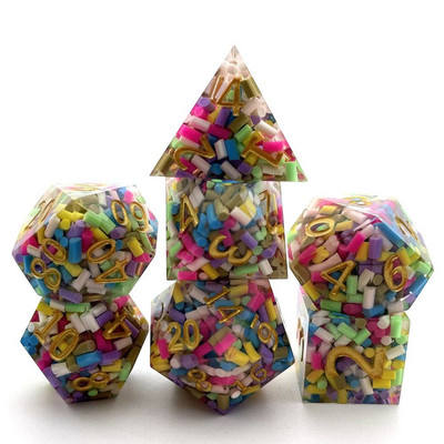 7 db poliéderes kockakészlet gyanta kocka Asztali játékok kiegészítő D6 D8 D10 D12 D20 D&d DND-hez