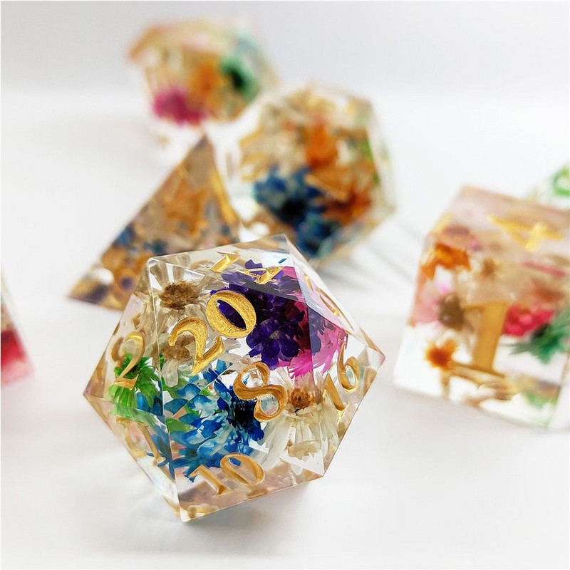 7 db poliéderes kockakészlet gyanta kocka Asztali játékok kiegészítő D6 D8 D10 D12 D20 D&d DND-hez