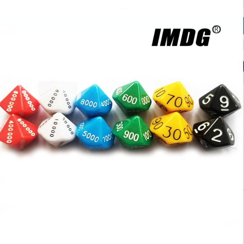 12 tk/komplekti koha väärtusega täringud 10-tahulised kümned digitaalsed sadu tuhandeid lauamängu täringukuubikud