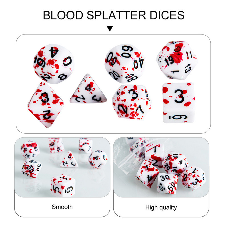 Dice Dices Blood Set Splatter Party pribor Akrilna igra uloga Polyhedralsets Skupno