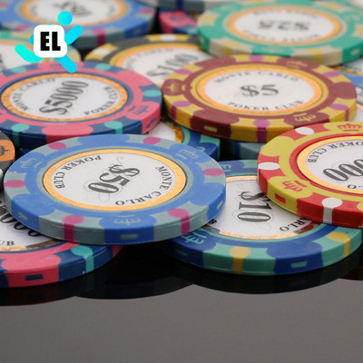 Комплект керамични чипове за покер Глинени монети за казино 40 мм монети Чипове за покер Развлечение Долари Монети 5 бр./пакет