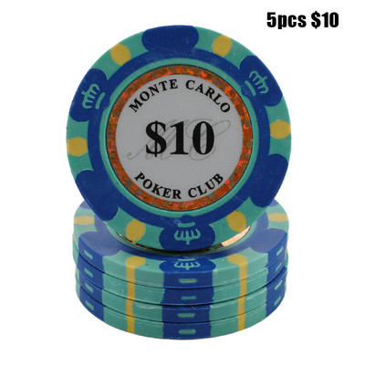 Set de jetoane de poker din ceramică Monede de cazinou din argilă 40 mm jetoane de poker Monede de dolari de divertisment 5 buc/pachet