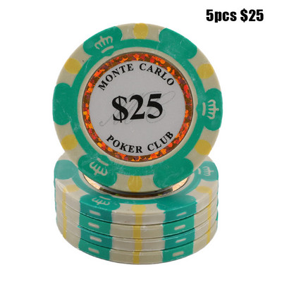 Set de jetoane de poker din ceramică Monede de cazinou din argilă 40 mm jetoane de poker Monede de dolari de divertisment 5 buc/pachet