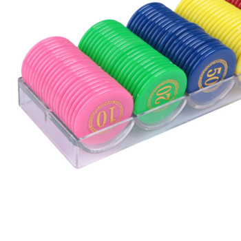 Кутия за съхранение на чипове за покер карти Прозрачна акрилна кутия за карти с чип Пет решетки 100 бр. Опаковка 20 броя на решетка Играчка Игра на маса