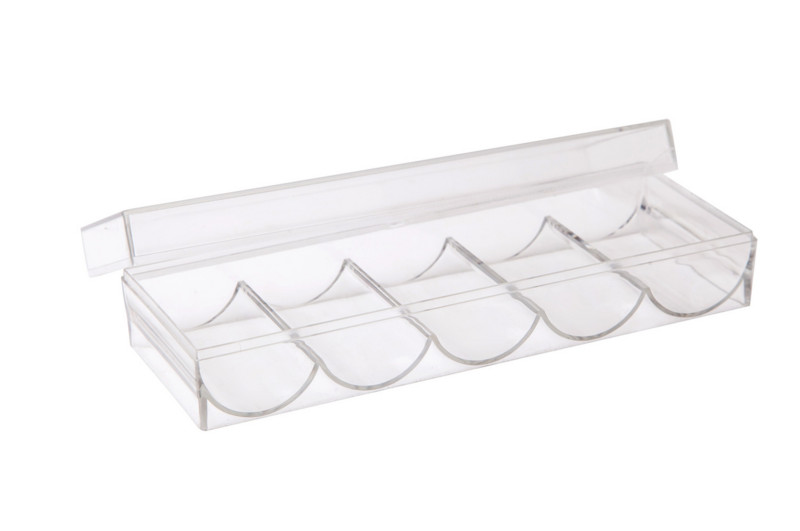 Pókerkártya-zseton tároló állványdoboz átlátszó akril chipes kártyadoboz öt rácsos 100 db-os csomag 20 darab rácsonként játék asztali játék