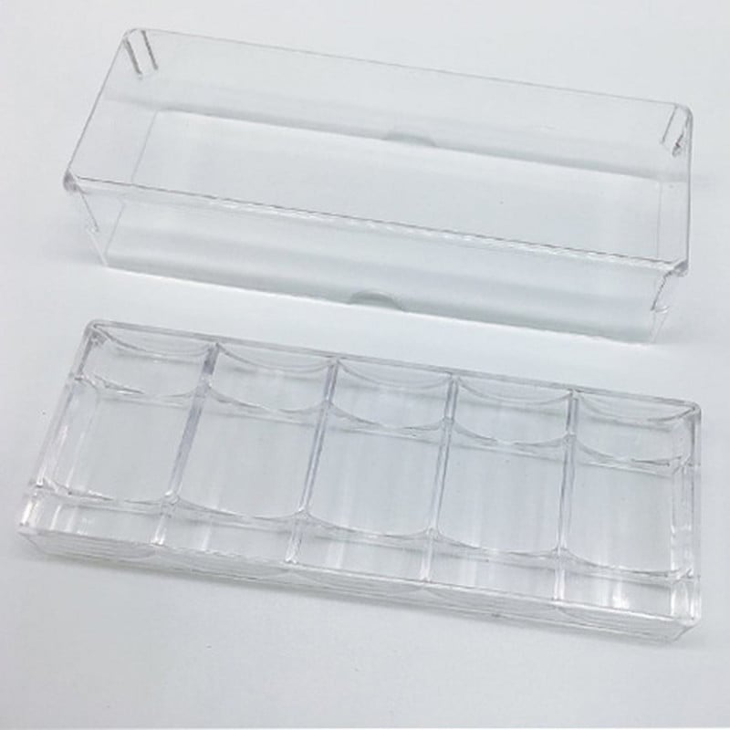 Pókerkártya-zseton tároló állványdoboz átlátszó akril chipes kártyadoboz öt rácsos 100 db-os csomag 20 darab rácsonként játék asztali játék