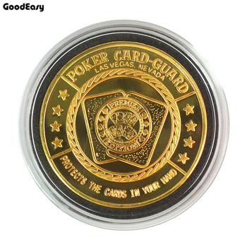 Предпазител за покер карти Метален жетон Монета с пластмасово покритие Тексас Покер Комплект чипове Покер Горещо качество Игра с бутони LAS VEGAS
