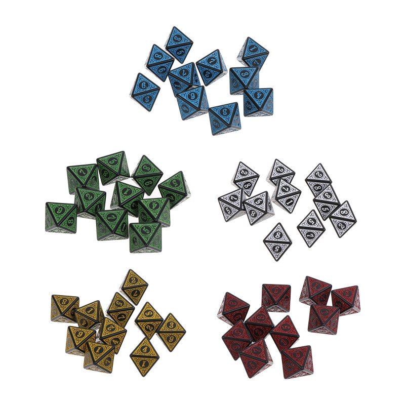 10 tk mitmetahulised akrüültäringud D8 nikerdatud mustriga digitaalsed õnnelikud DND täringud peol ennustamiseks lauamängudeks MTG RPG