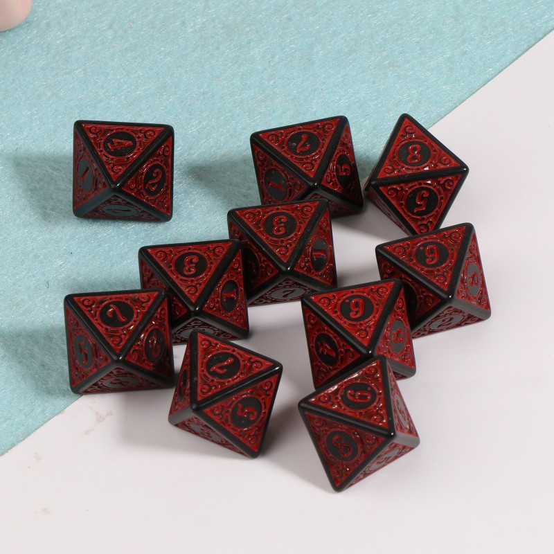10 tk mitmetahulised akrüültäringud D8 nikerdatud mustriga digitaalsed õnnelikud DND täringud peol ennustamiseks lauamängudeks MTG RPG