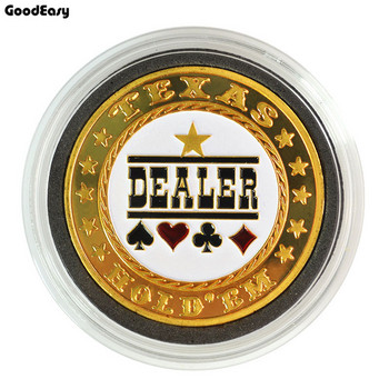 Hot Sale Poker Card Protector Metal Token Coin με πλαστικό κάλυμμα Texas Poker Chip Set Poker Dealer Button Collection