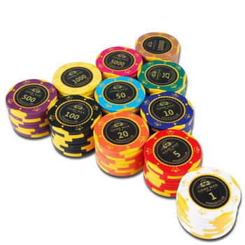 5 ΤΕΜ Caribbean Crown Clay Chips Texas Poker Chips Αξεσουάρ για παιχνίδια Casino Club