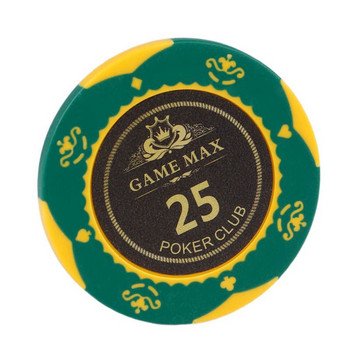 5 PCS Caribbean Crown Clay Chips Тексаски покер чипове Монети, посветени на казино клубни игрови аксесоари