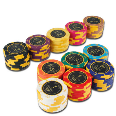 5 PC Caribbean Crown Clay Chips Teksasas pokera žetonu monētām veltīti kazino kluba spēļu piederumi