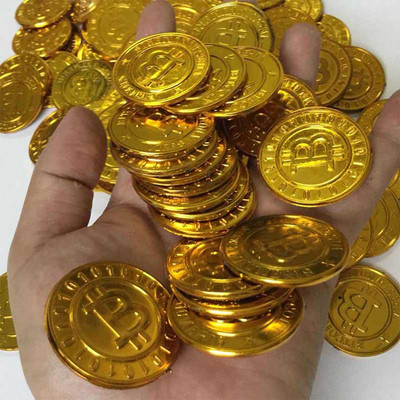 50 τμχ/σετ Εξωτερικού εμπορίου Ολοκαίνουργια μάρκες καζίνο πόκερ Bitcoin Μοντέλο Bitcoin επίχρυσο ασήμι 39 mm*2,6 mm