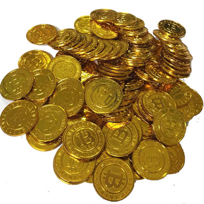 50 τμχ/σετ Εξωτερικού εμπορίου Ολοκαίνουργια μάρκες καζίνο πόκερ Bitcoin Μοντέλο Bitcoin επίχρυσο ασήμι 39 mm*2,6 mm