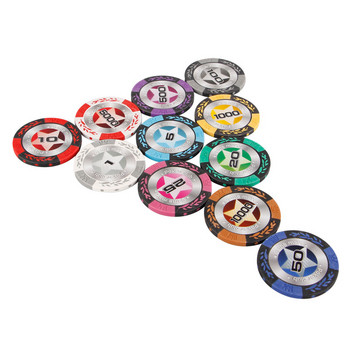 5 бр./партида глинени чипове Пентаграма Тексас Покер Тексас Казино Покер Бакара Висококачествен комплект покер чипове Аксесоари Тип шахматна дъска