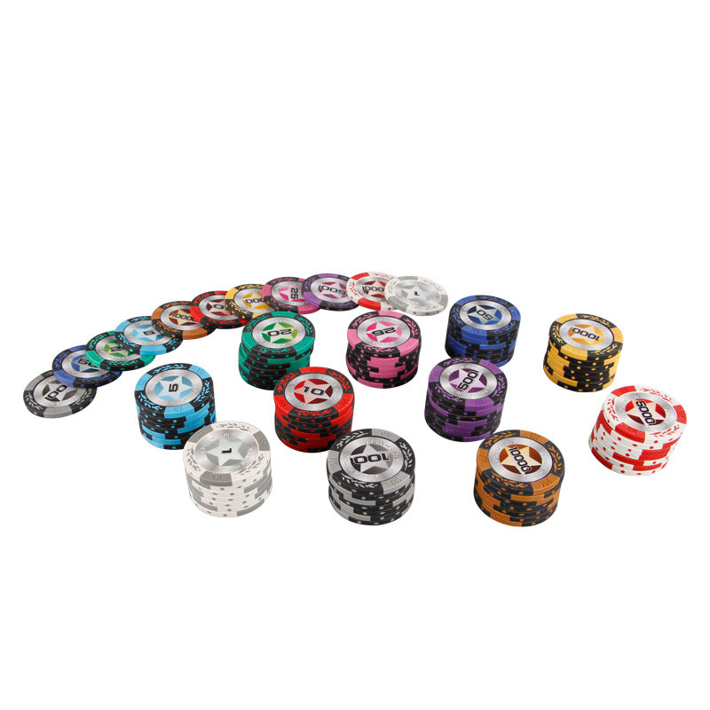 5 gab/partija Māla žetoni Pentagram Texas Poker Texas Casino Poker Baccarat Upscale pokera žetonu komplekts Piederumi Šaha galdiņa veids