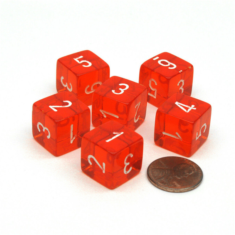 10 tk/komplekt Uued 16 mm selged 6-poolsed digitaalsed rekvisiidid, 1-6 läbipaistvad D6 täringud