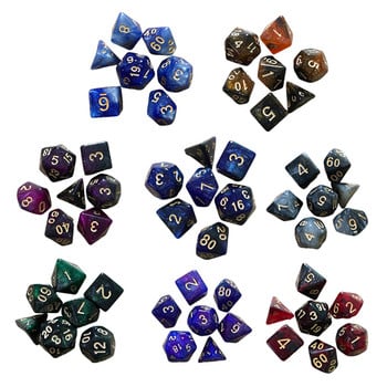 7 τμχ/σετ Επιτραπέζιο παιχνίδι Polyhedral Dice Πολύχρωμο Polyhedral Game Dice For Dungeons And Dragons DND RPG MTG 4 6 8 10 12 20 D4-D20