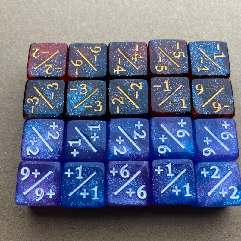 10tk/komplekt 16mm topeltvärviline Star Sky Plus miinusmärk Täringumäng Rekvisiidid Energia lauamäng Matemaatika Koolieelne haridus