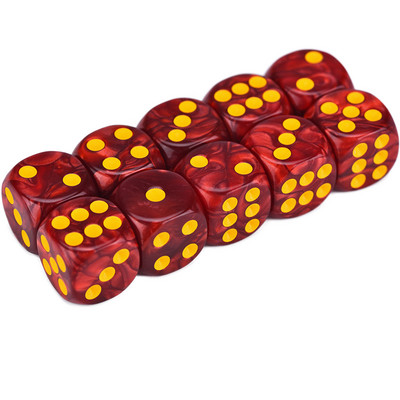 10 D6 täringukomplekt 16 mm ümara nurgaga/ruudukujuline matriit Shadowrun Championsi RPG jaoks – Vortex, kahevärviline